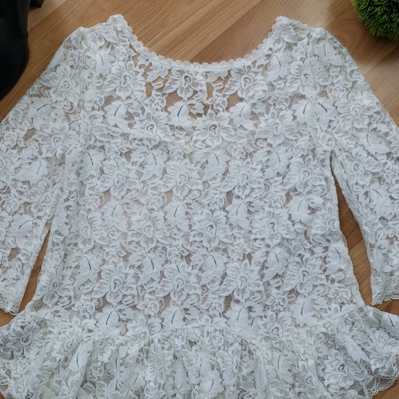 Free People Bell Sleeve Ivory Lace Top - Picture 13 of 15